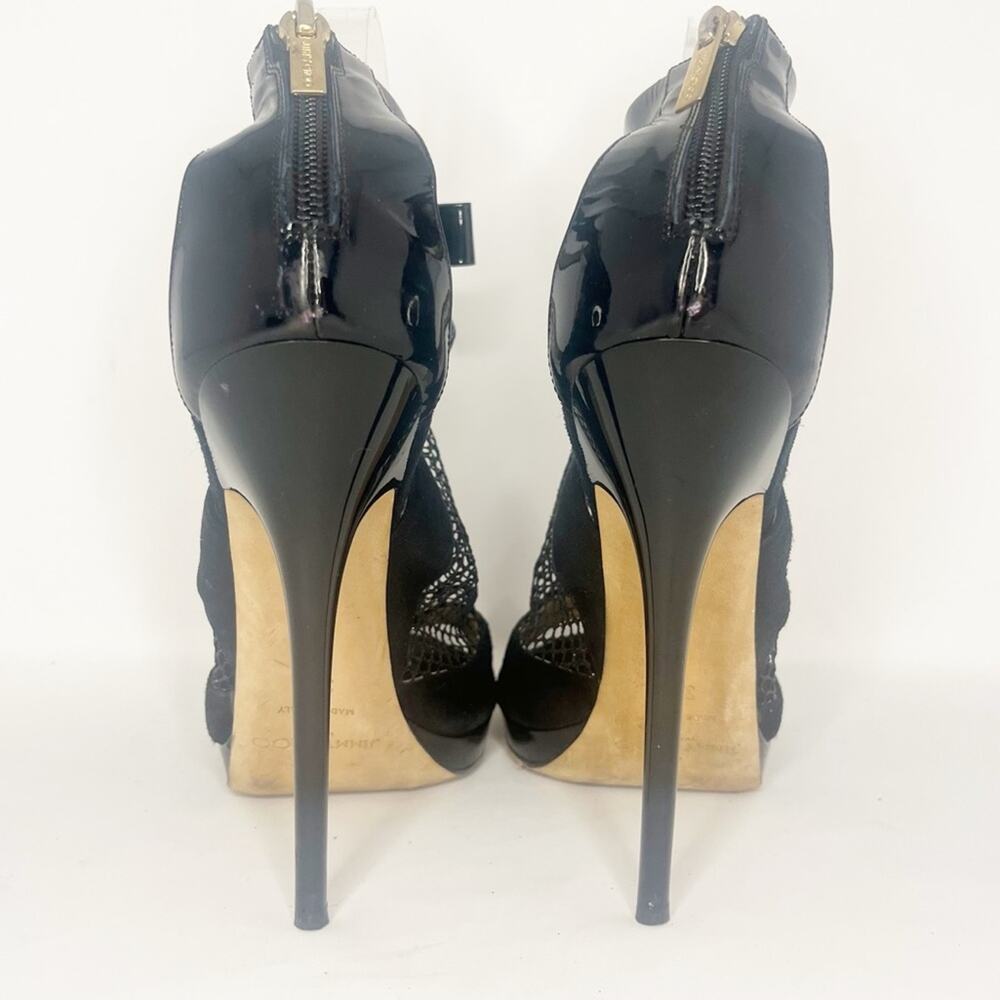 Jimmy Choo Callie Black Mesh Bow Sandals - Picture 9 of 12